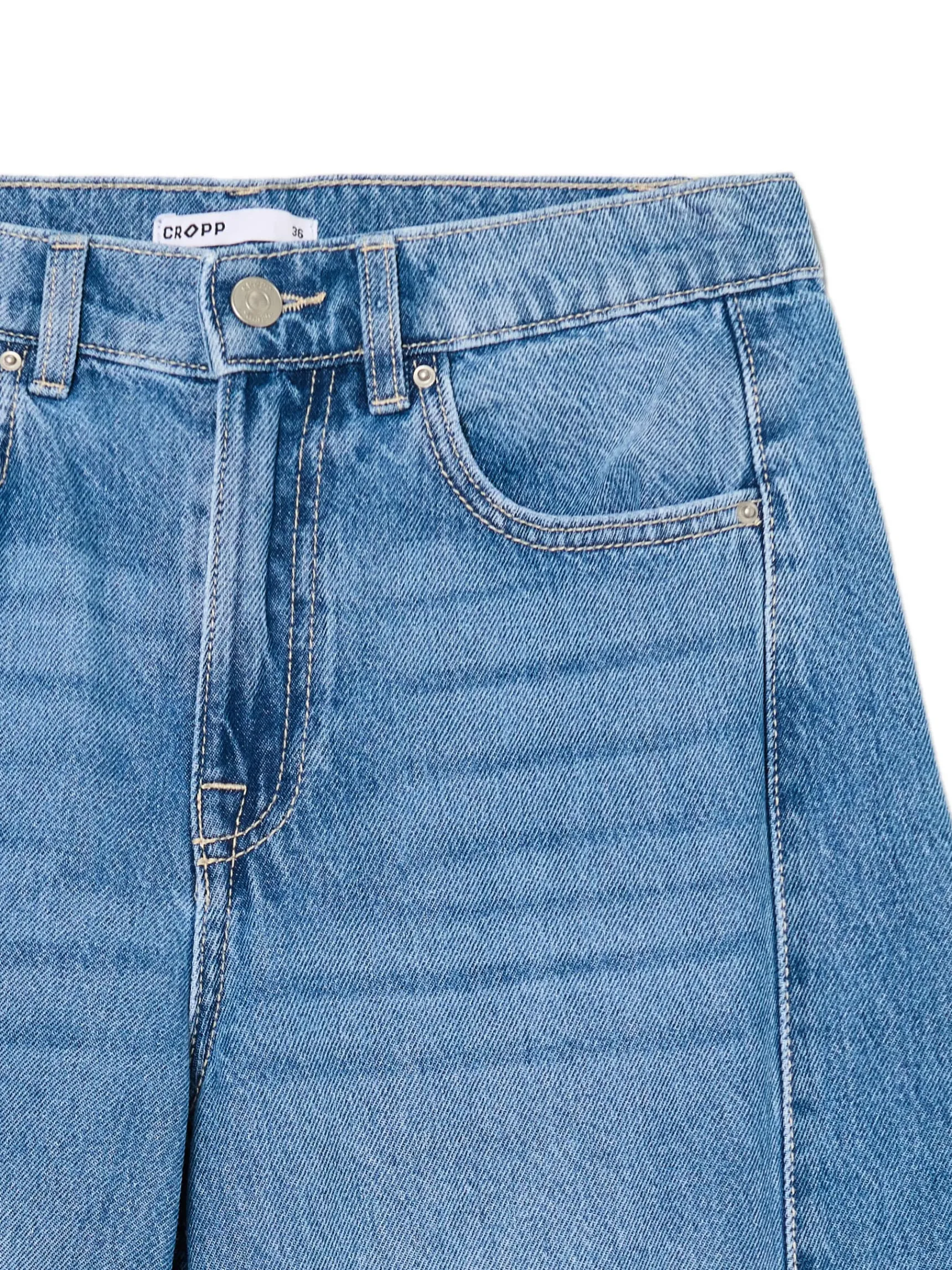 Hot Cropp e jeansy wide leg niebieski