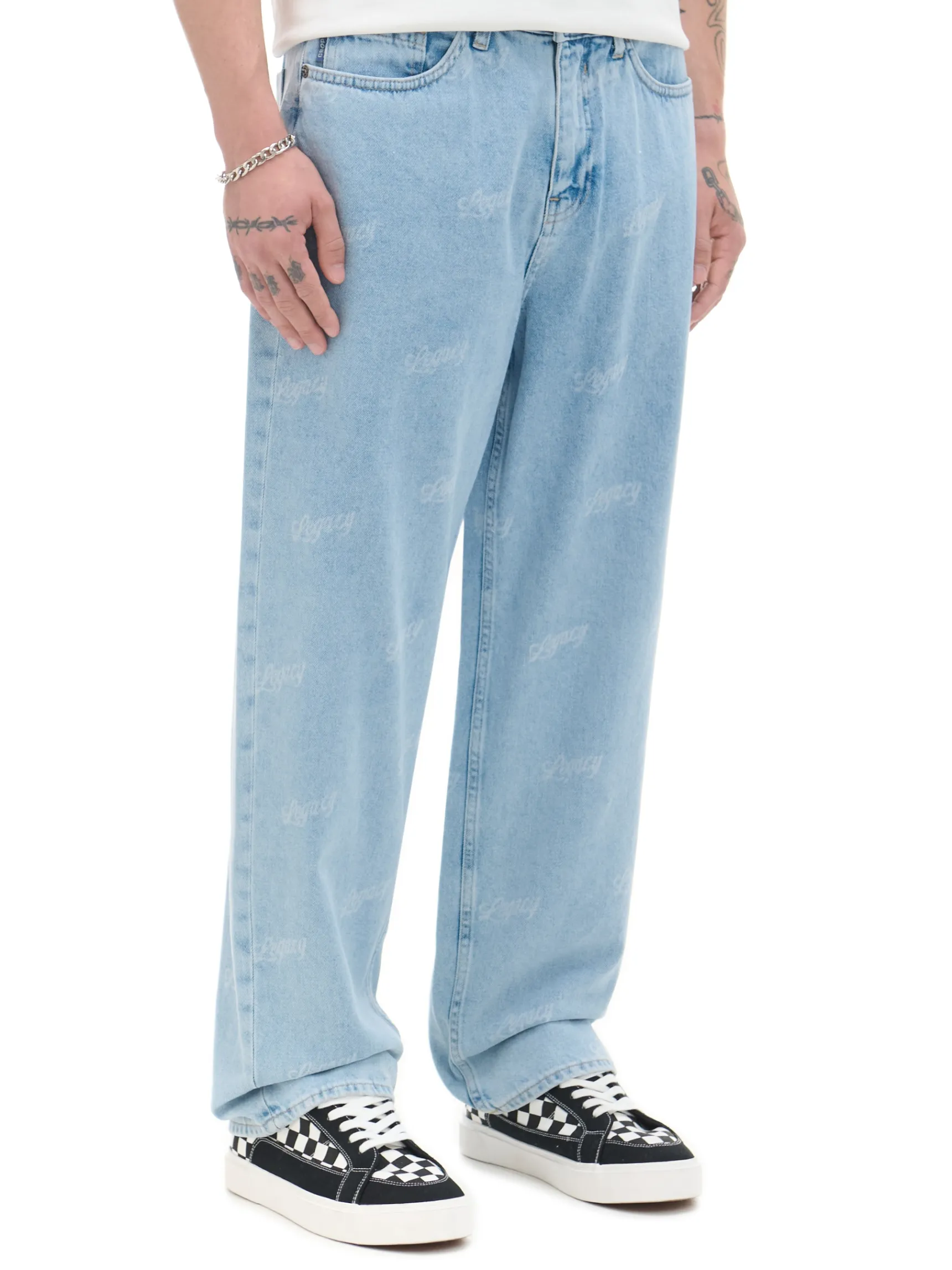 Sale Cropp e jeansy wide leg z laserowym printem niebieski