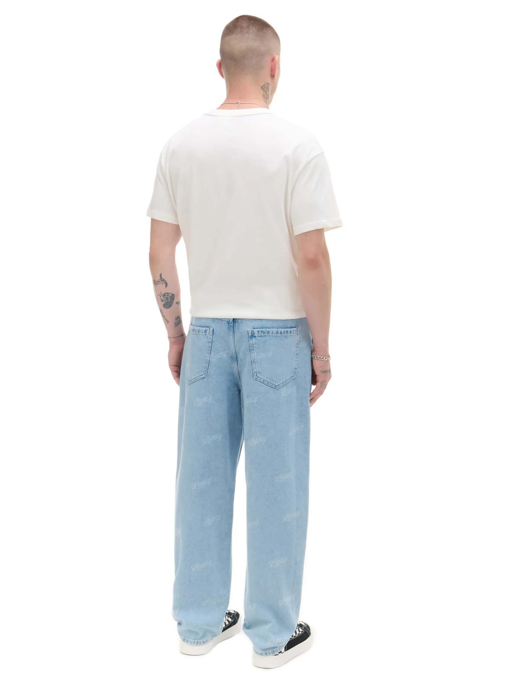 Sale Cropp e jeansy wide leg z laserowym printem niebieski