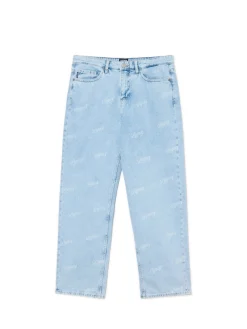 Sale Cropp e jeansy wide leg z laserowym printem niebieski