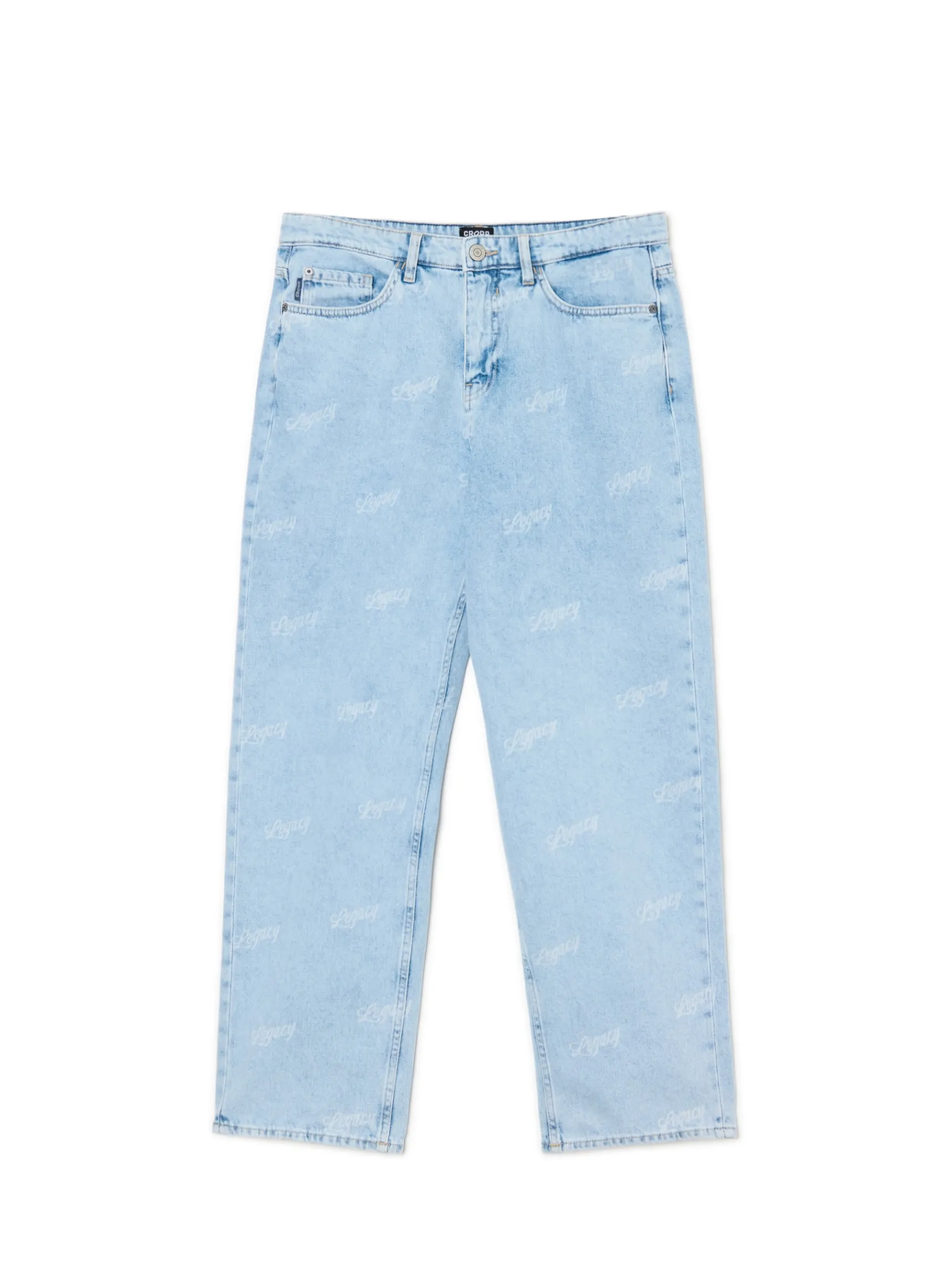 Sale Cropp e jeansy wide leg z laserowym printem niebieski