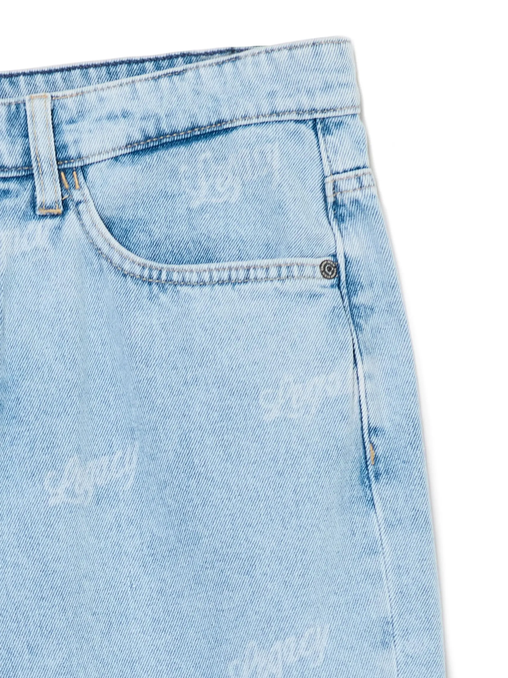 Sale Cropp e jeansy wide leg z laserowym printem niebieski