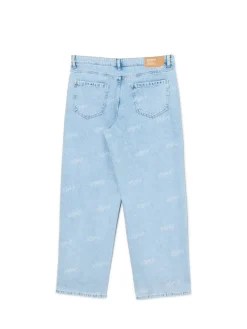 Sale Cropp e jeansy wide leg z laserowym printem niebieski