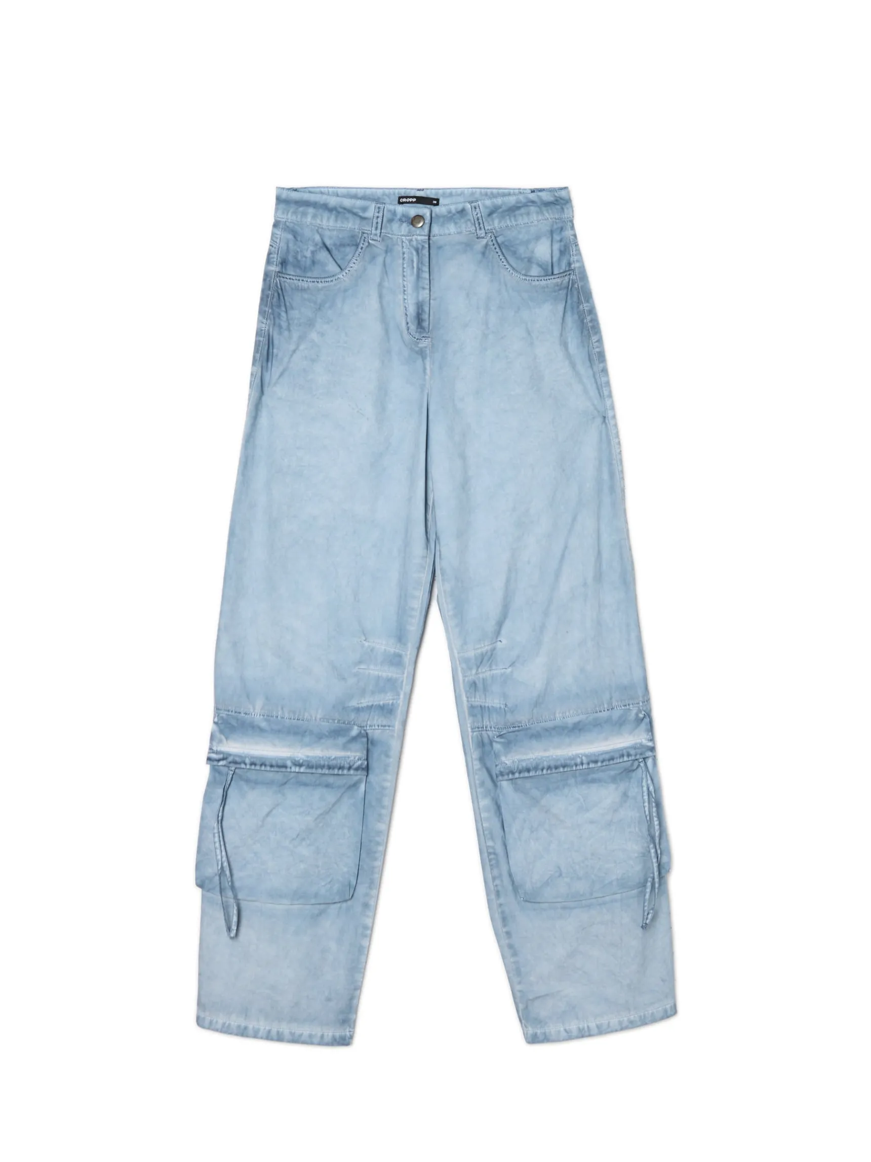 New Cropp Niebieskie spodnie z kieszeniami cargo granatowy