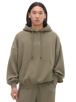 Sale Cropp Oliwkowa bluza hoodie z naszywką UNISEX zielony