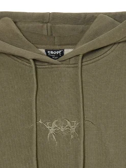 Sale Cropp Oliwkowa bluza hoodie z naszywką UNISEX zielony