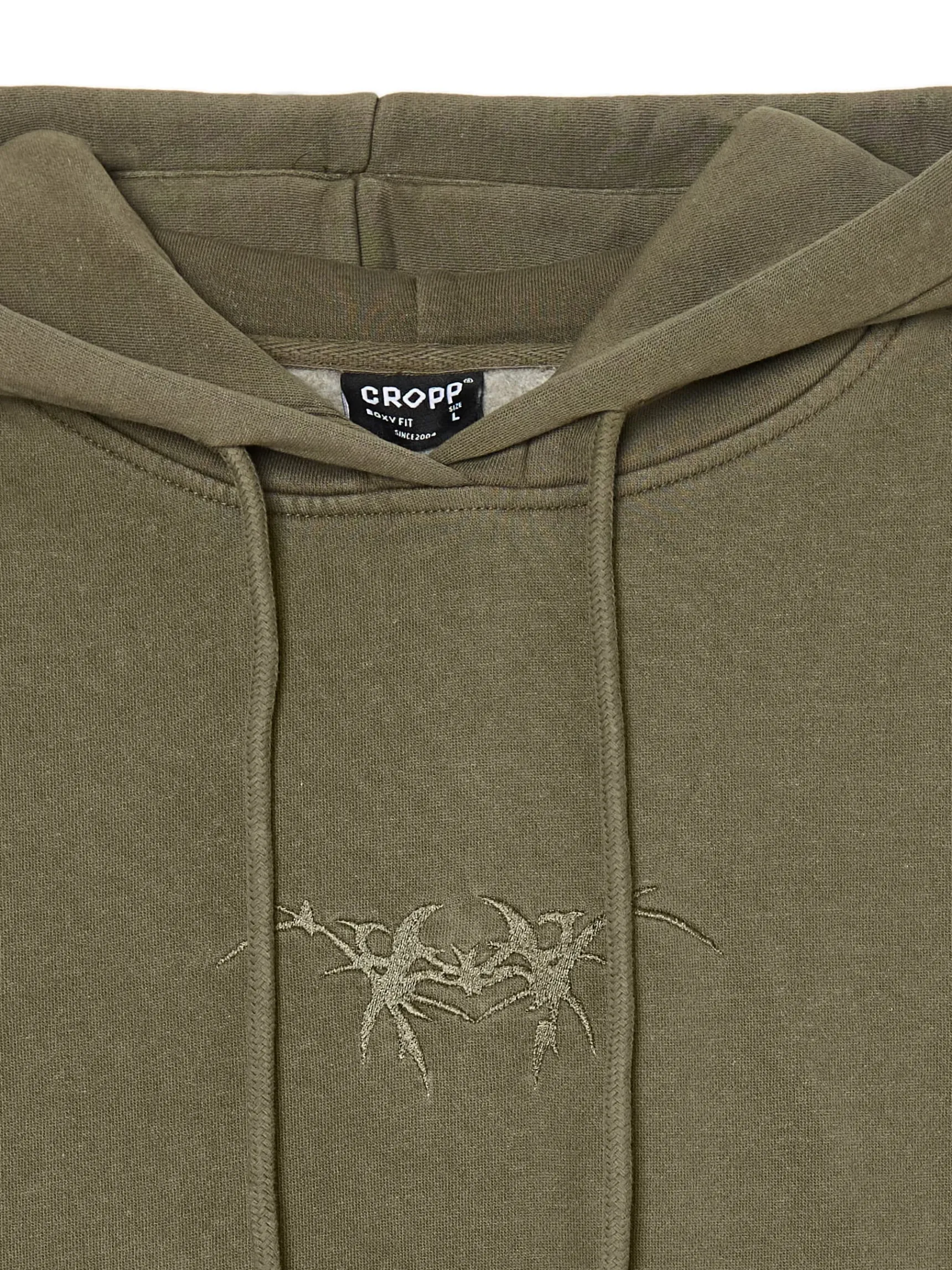 Sale Cropp Oliwkowa bluza hoodie z naszywką UNISEX zielony