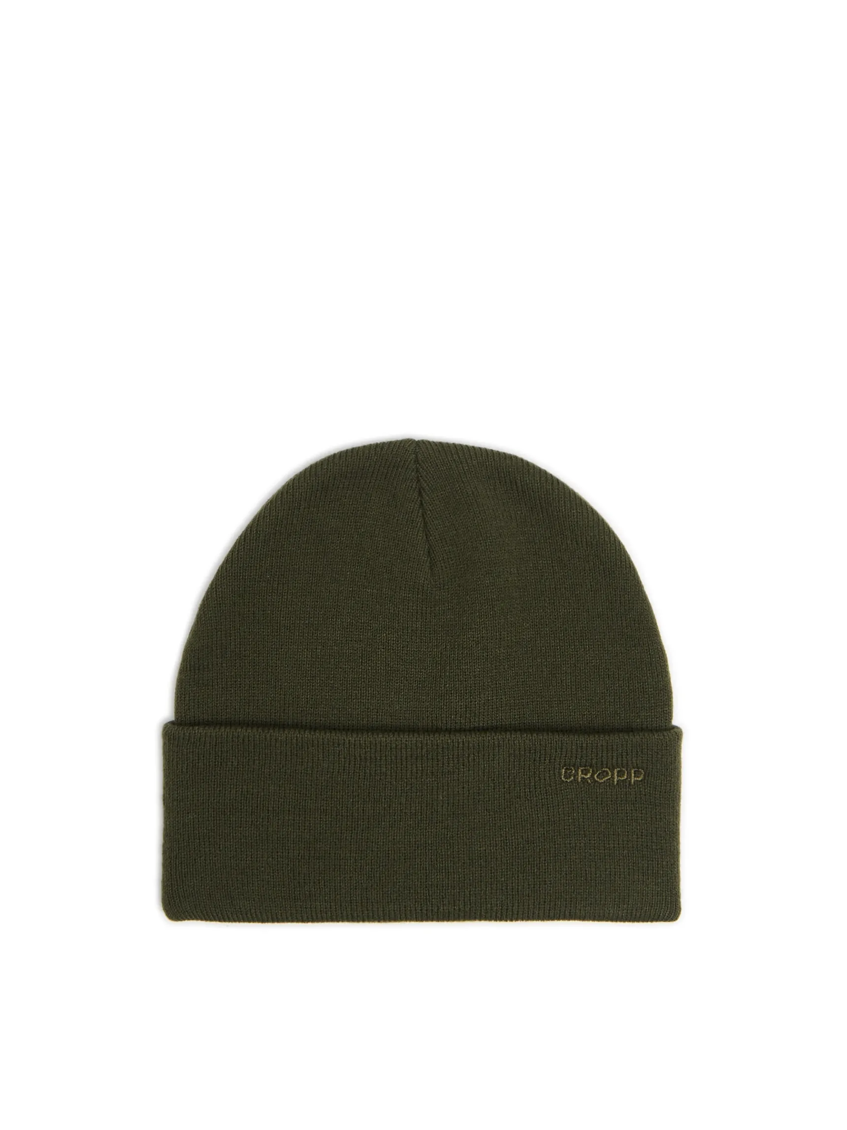 Best Cropp Oliwkowa czapka beanie z naszywką zielony