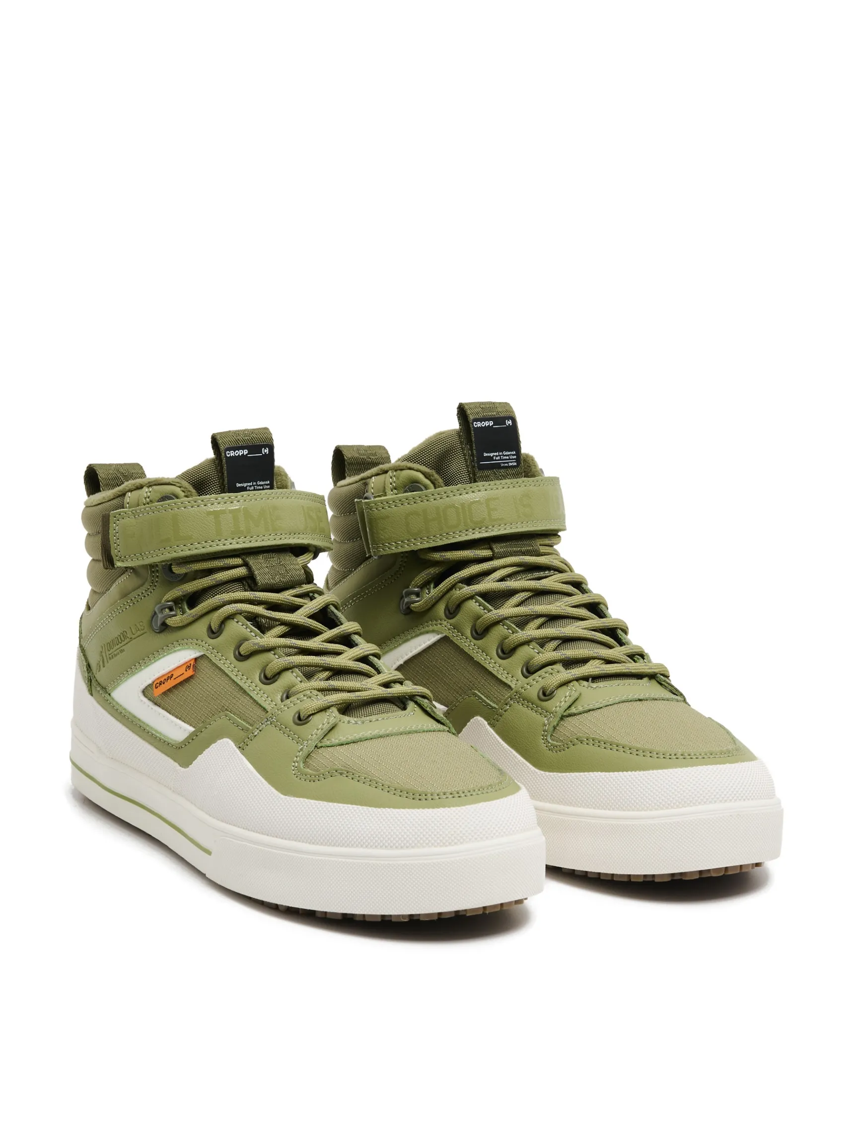 Discount Cropp Oliwkowe sneakersy za kostkę zielony