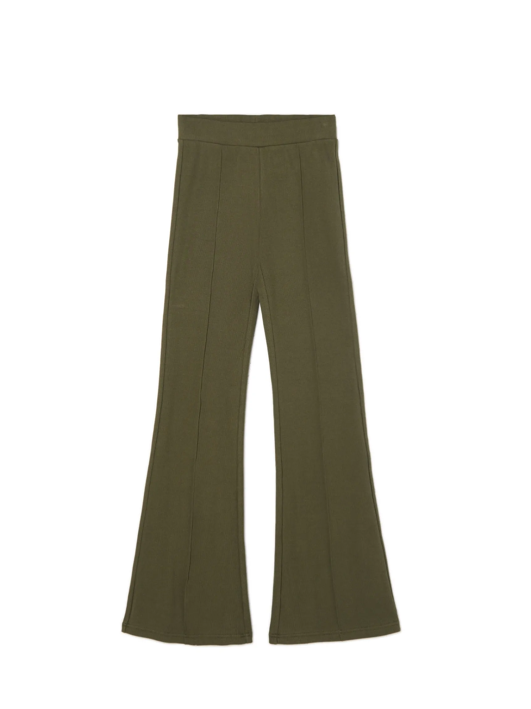 Discount Cropp Oliwkowe spodnie flare zielony