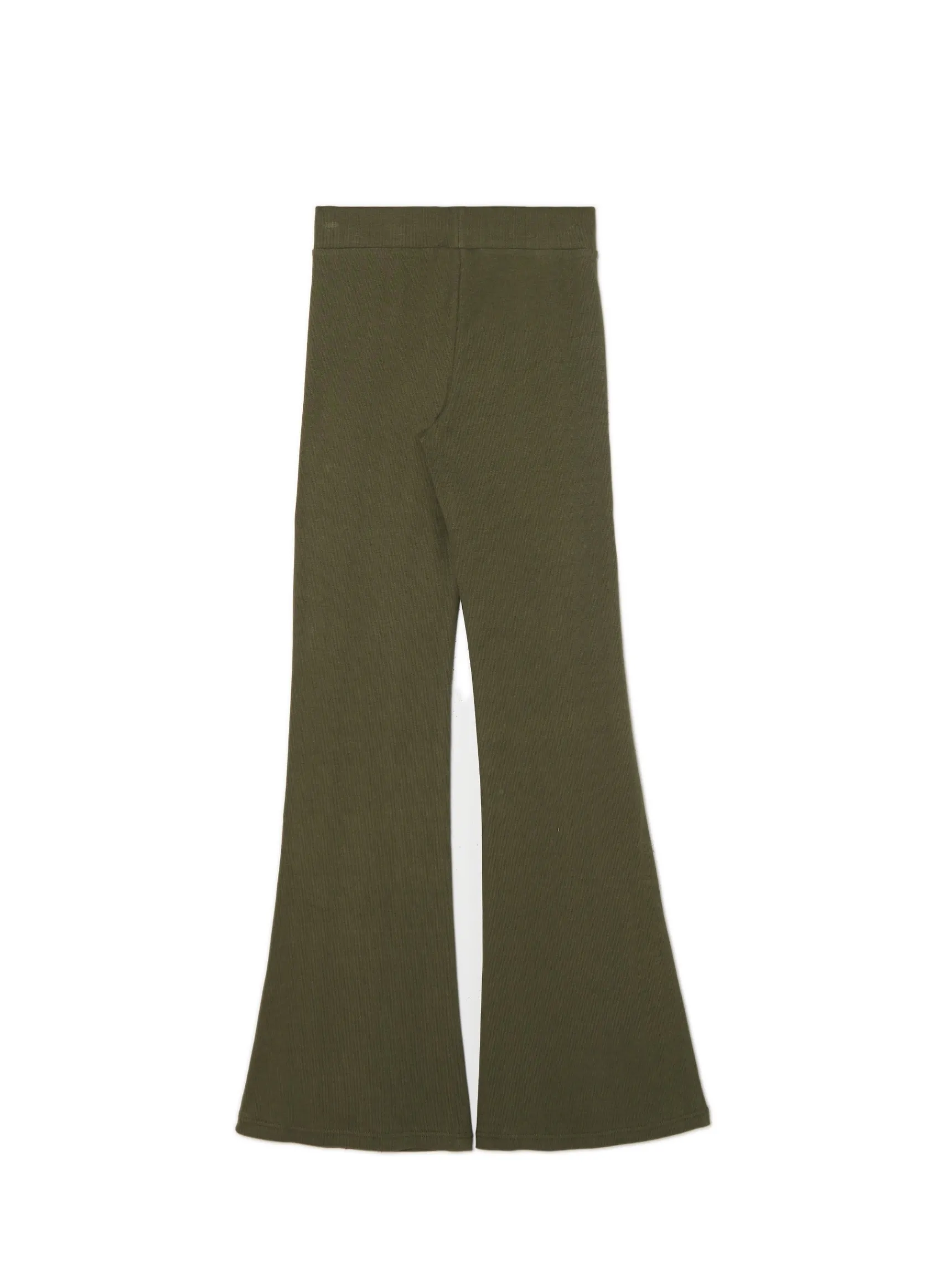 Discount Cropp Oliwkowe spodnie flare zielony