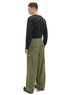 New Cropp Oliwkowe spodnie loose z regulacją nogawek zielony