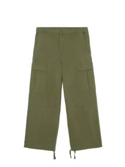 New Cropp Oliwkowe spodnie loose z regulacją nogawek zielony