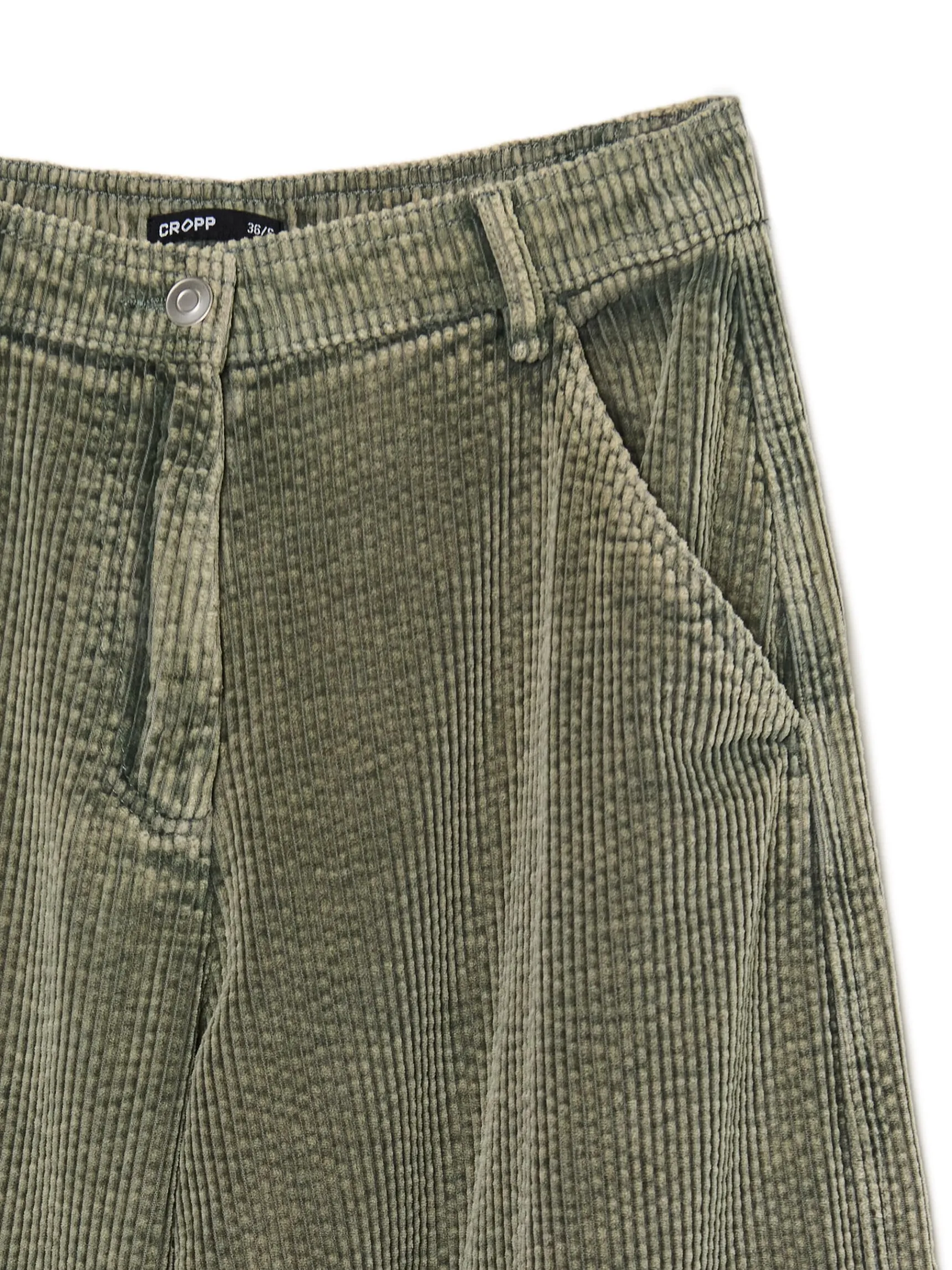 Best Cropp Oliwkowe sztruksowe spodnie zielony