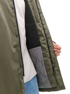 Clearance Cropp Oliwkowy płaszcz z kapturem zielony