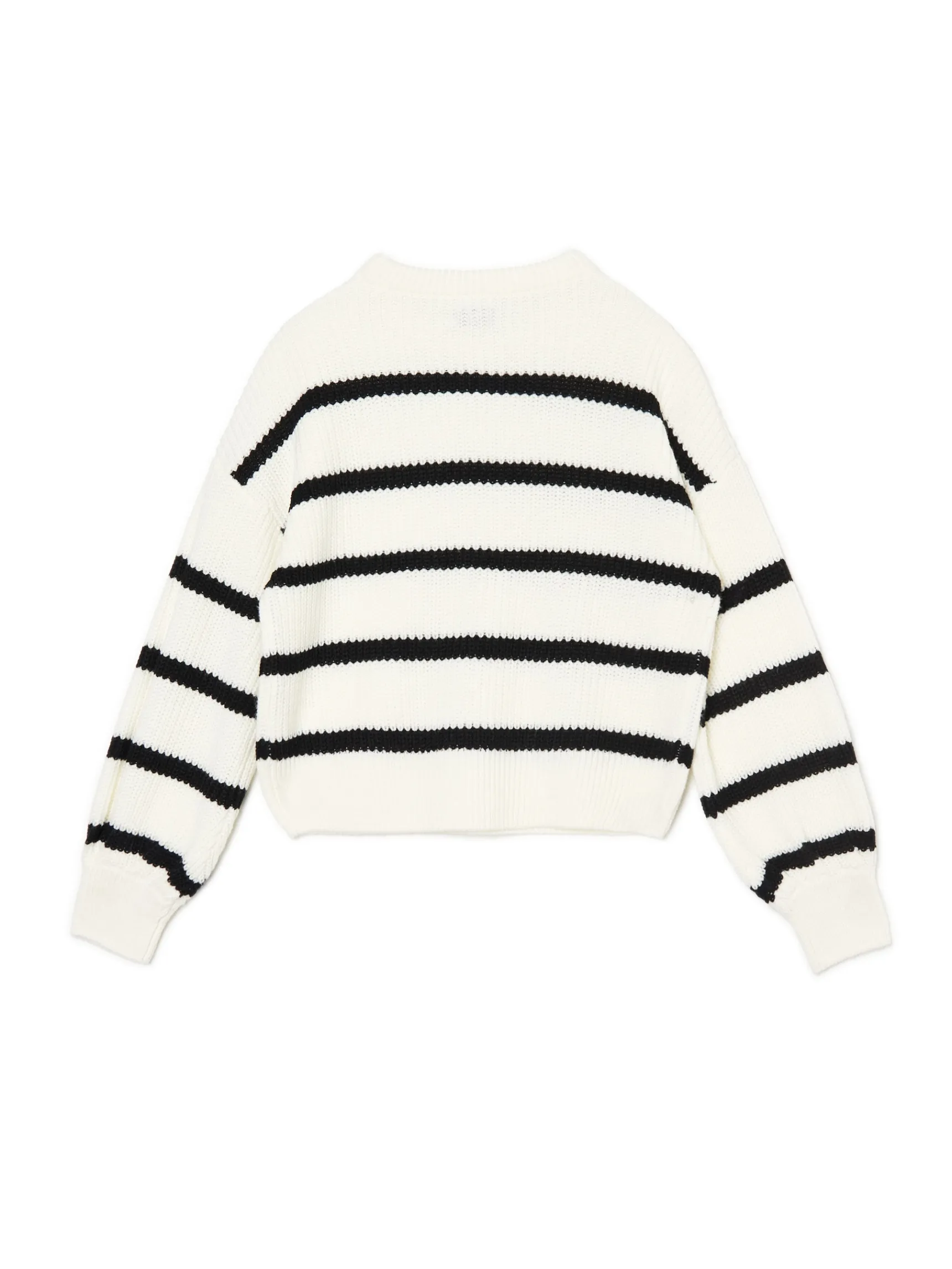 New Cropp Pasiasty sweter z szerokim rękawem kremowy