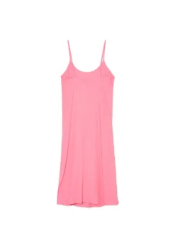 Discount Cropp Pastelowa sukienka midi z wiskozy i lnu różowy
