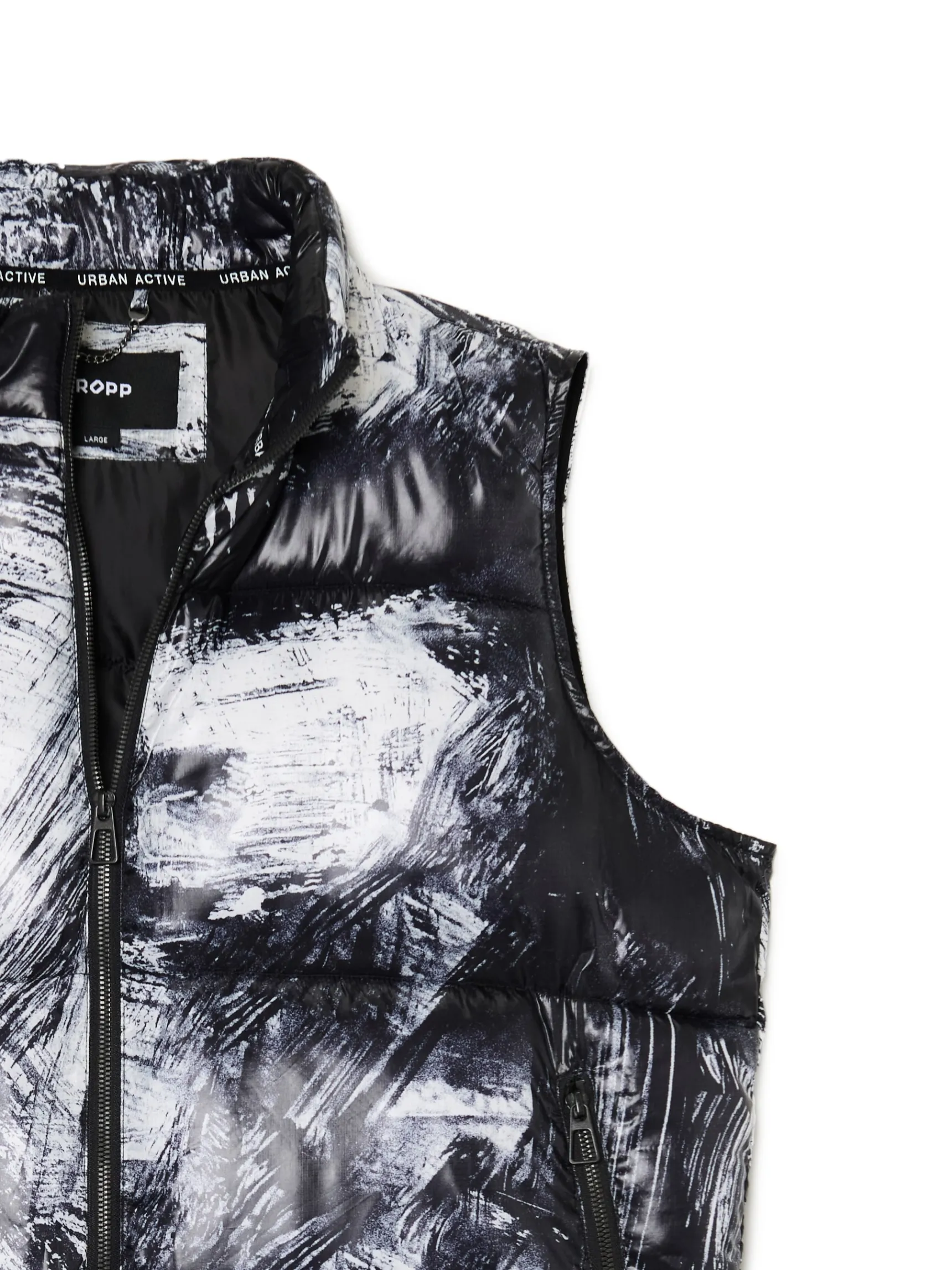 Clearance Cropp Pikowana kamizelka z nadrukiem czarny