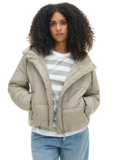 Clearance Cropp Pikowana kurtka z kapturem zielony