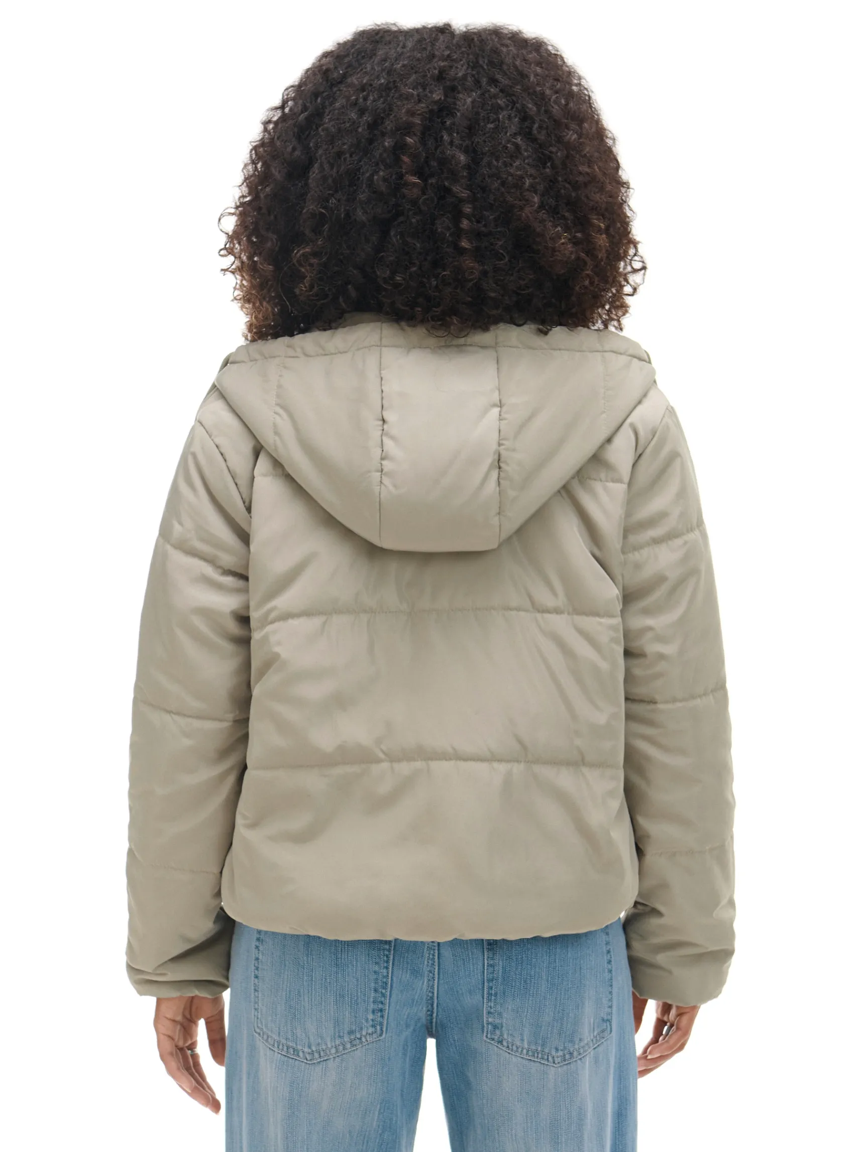 Clearance Cropp Pikowana kurtka z kapturem zielony