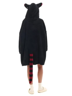 Best Cropp Pluszowa bluza snuddie z kotem czarny
