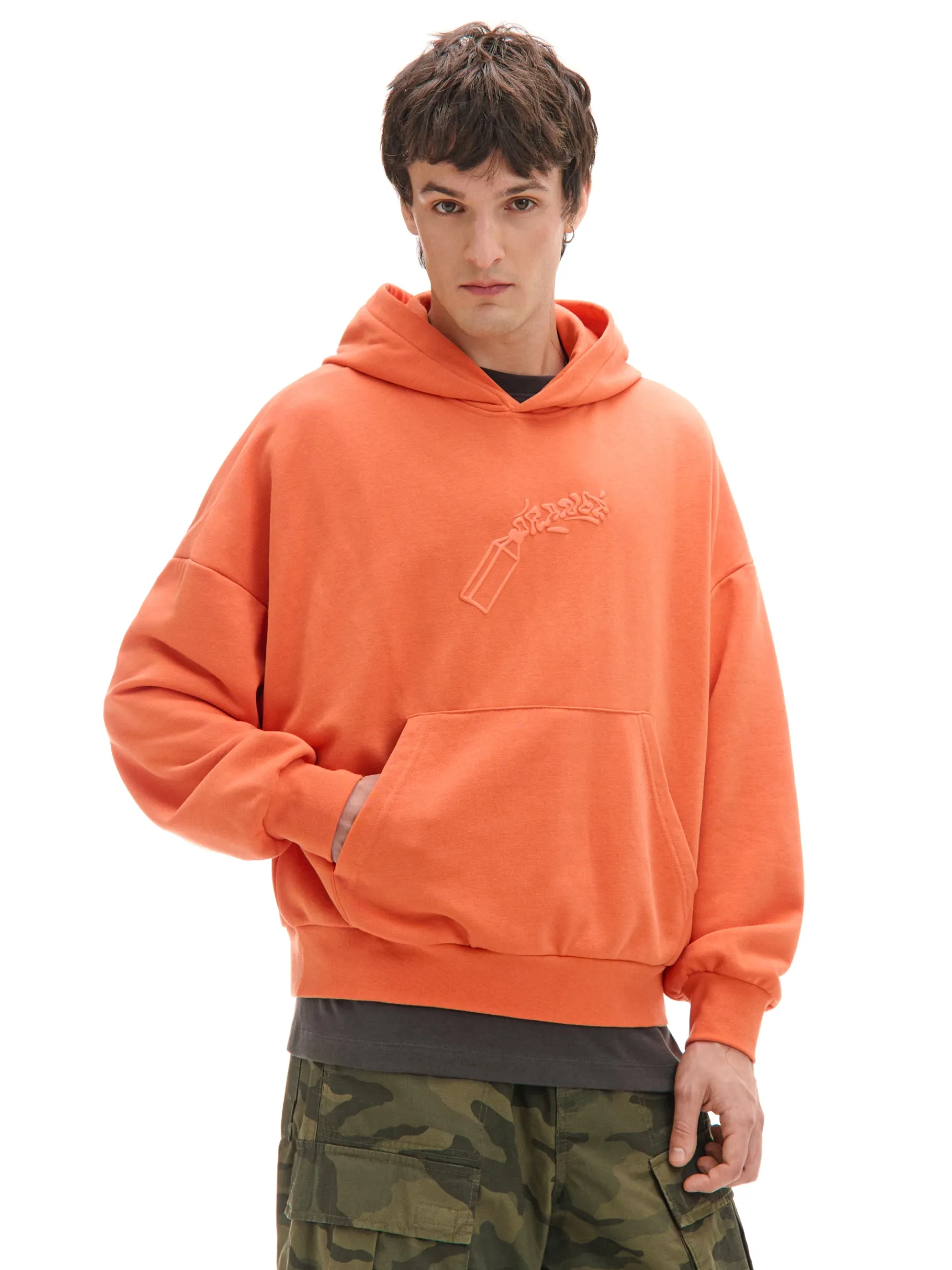 Online Cropp Pomarańczowa bluza z kapturem pomarańczowy