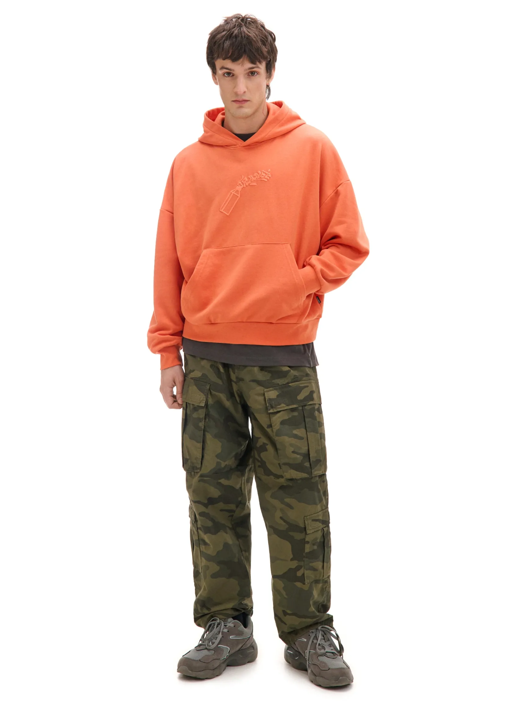 Online Cropp Pomarańczowa bluza z kapturem pomarańczowy