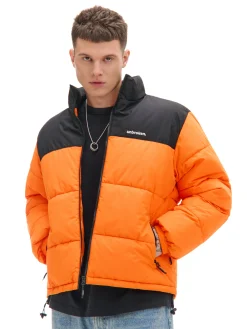 Discount Cropp Pomarańczowa kurtka puffer pomarańczowy
