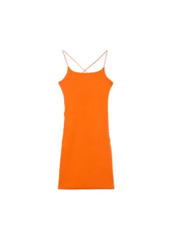 Sale Cropp Pomarańczowa sukienka mini pomarańczowy