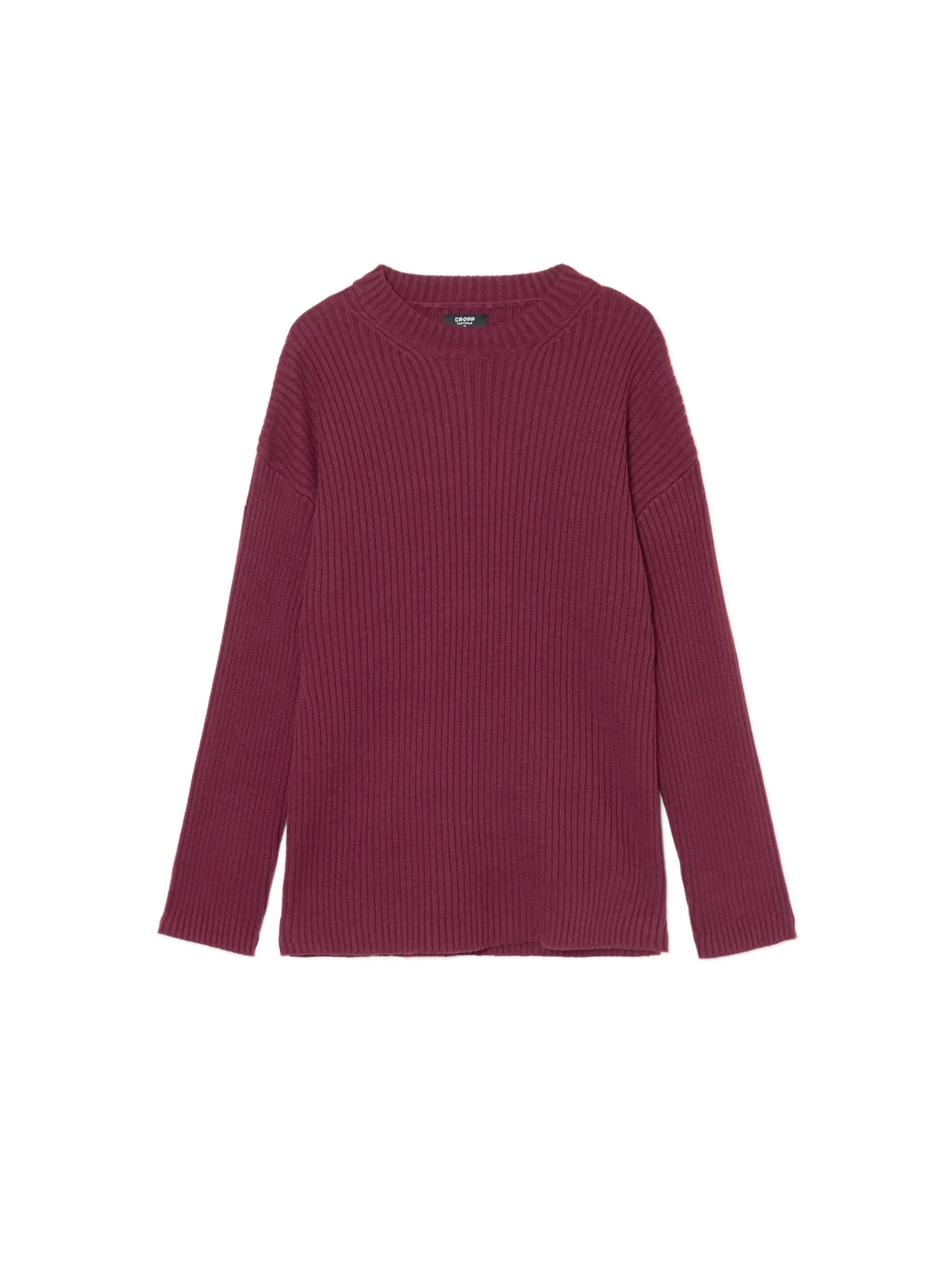 Online Cropp Prążkowany sweter oversize kasztanowy