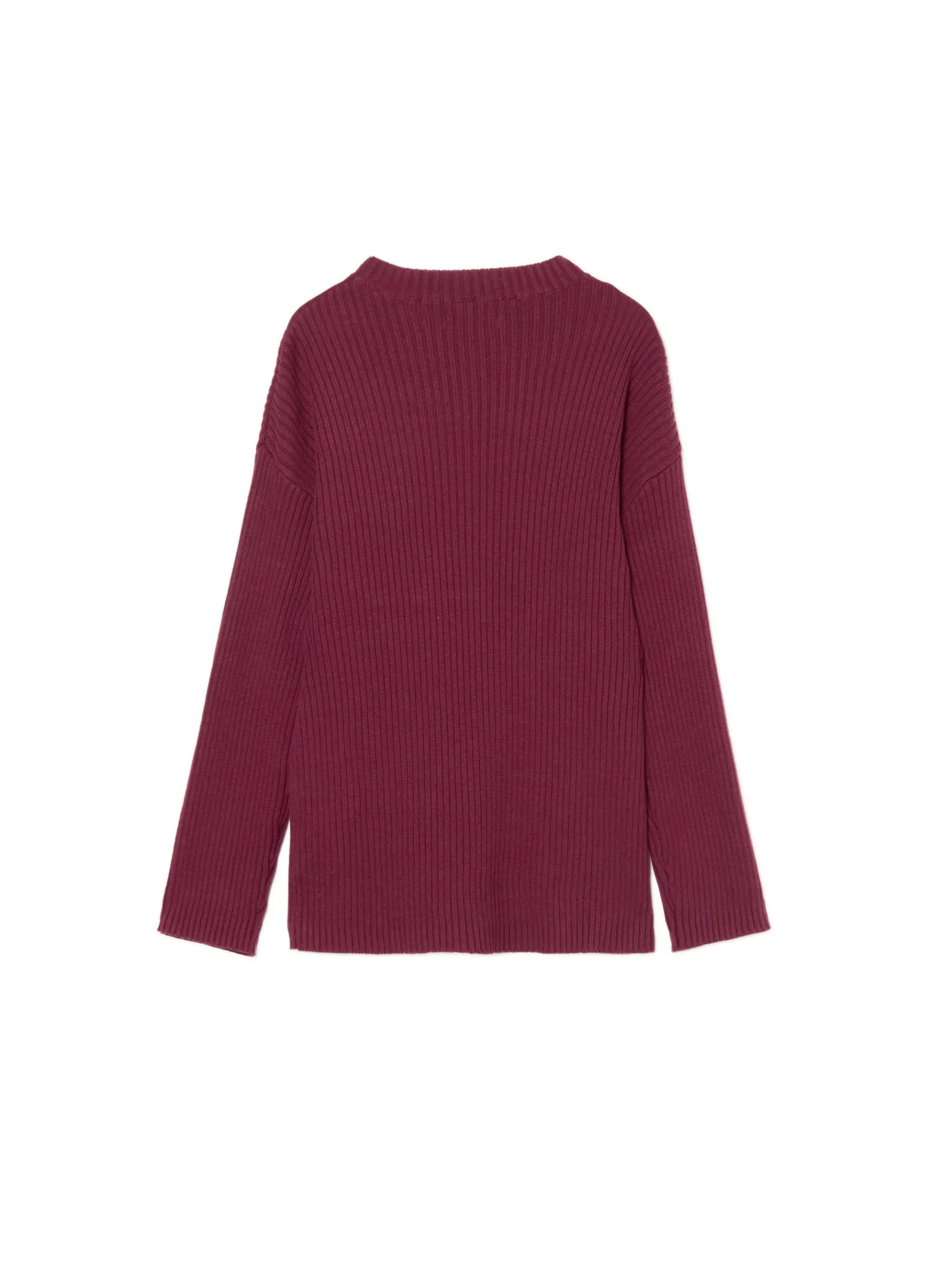 Online Cropp Prążkowany sweter oversize kasztanowy