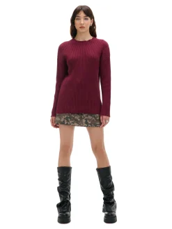Online Cropp Prążkowany sweter oversize kasztanowy