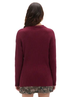 Online Cropp Prążkowany sweter oversize kasztanowy