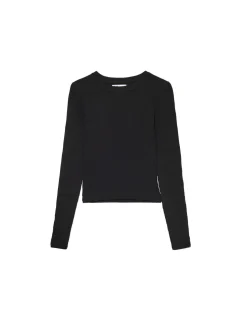 Best Cropp Prążkowany sweter z wycięciami na rękawach czarny