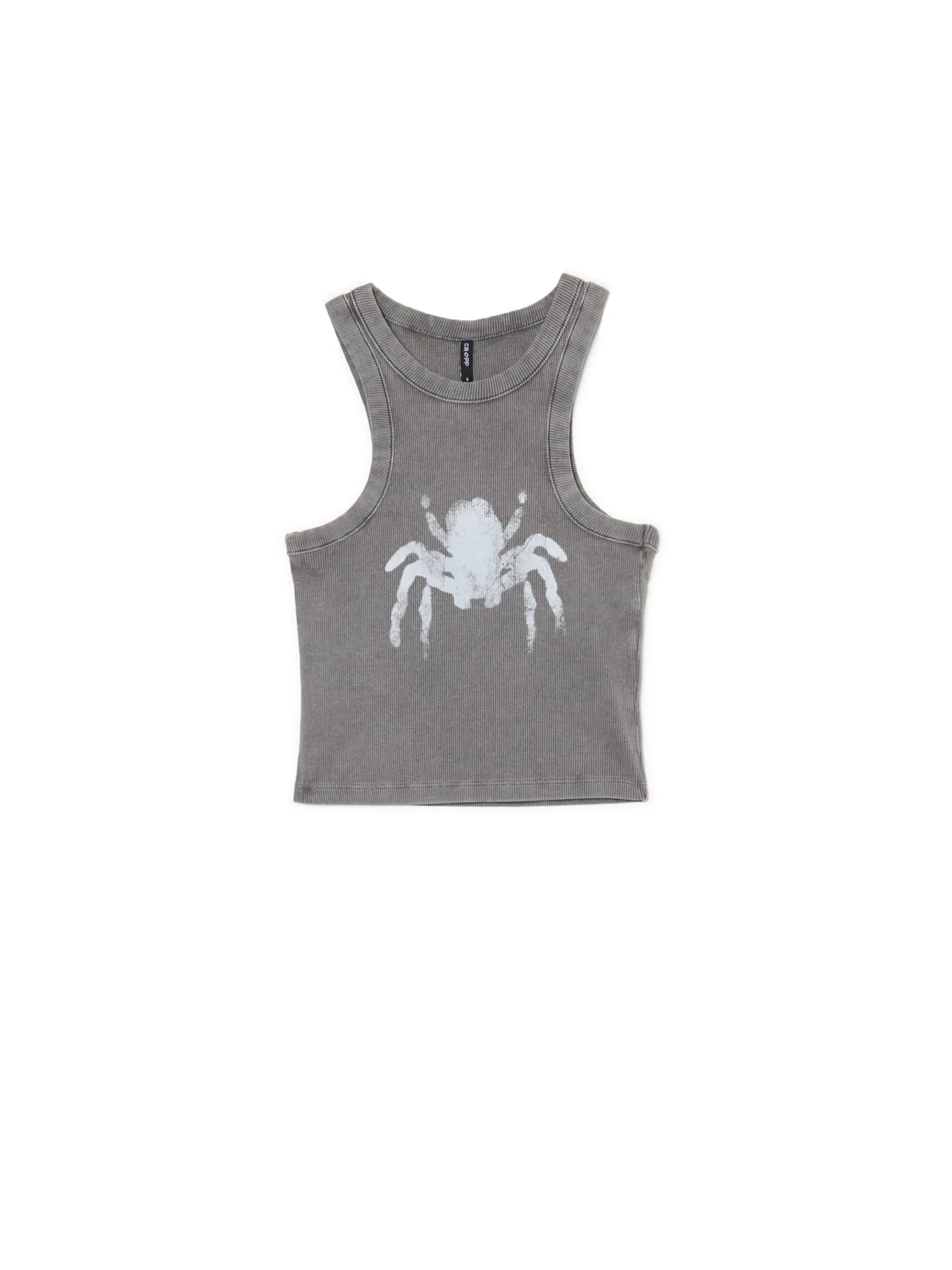 Best Cropp Prążkowany top z pająkiem szary