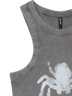 Best Cropp Prążkowany top z pająkiem szary