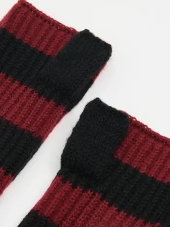 Online Cropp Rękawiczki mitenki w bordowe paski kasztanowy