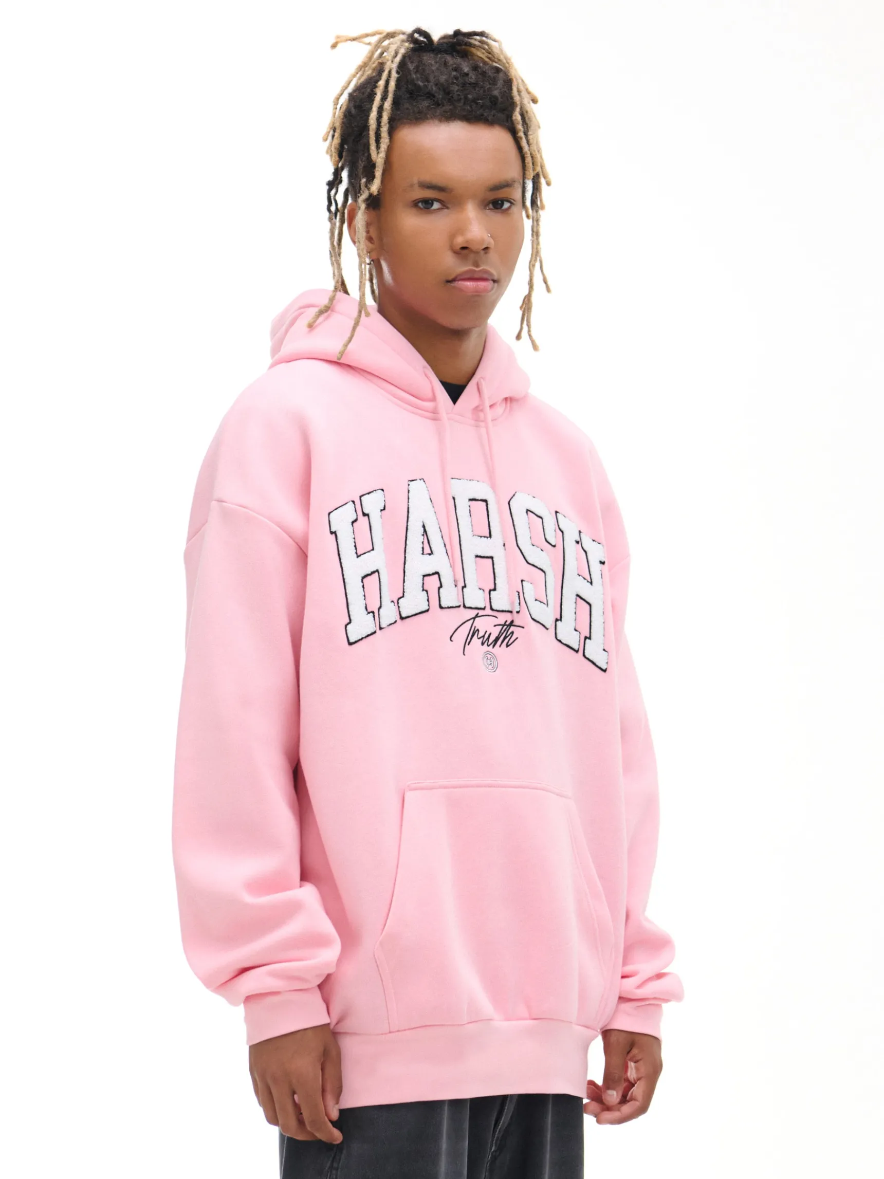 Discount Cropp Różowa bluza z aplikacją UNISEX różowy
