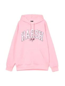 Discount Cropp Różowa bluza z aplikacją UNISEX różowy