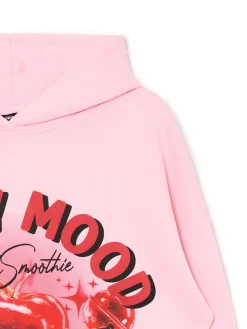 Sale Cropp Różowa bluza z kapturem i nadrukiem różowy