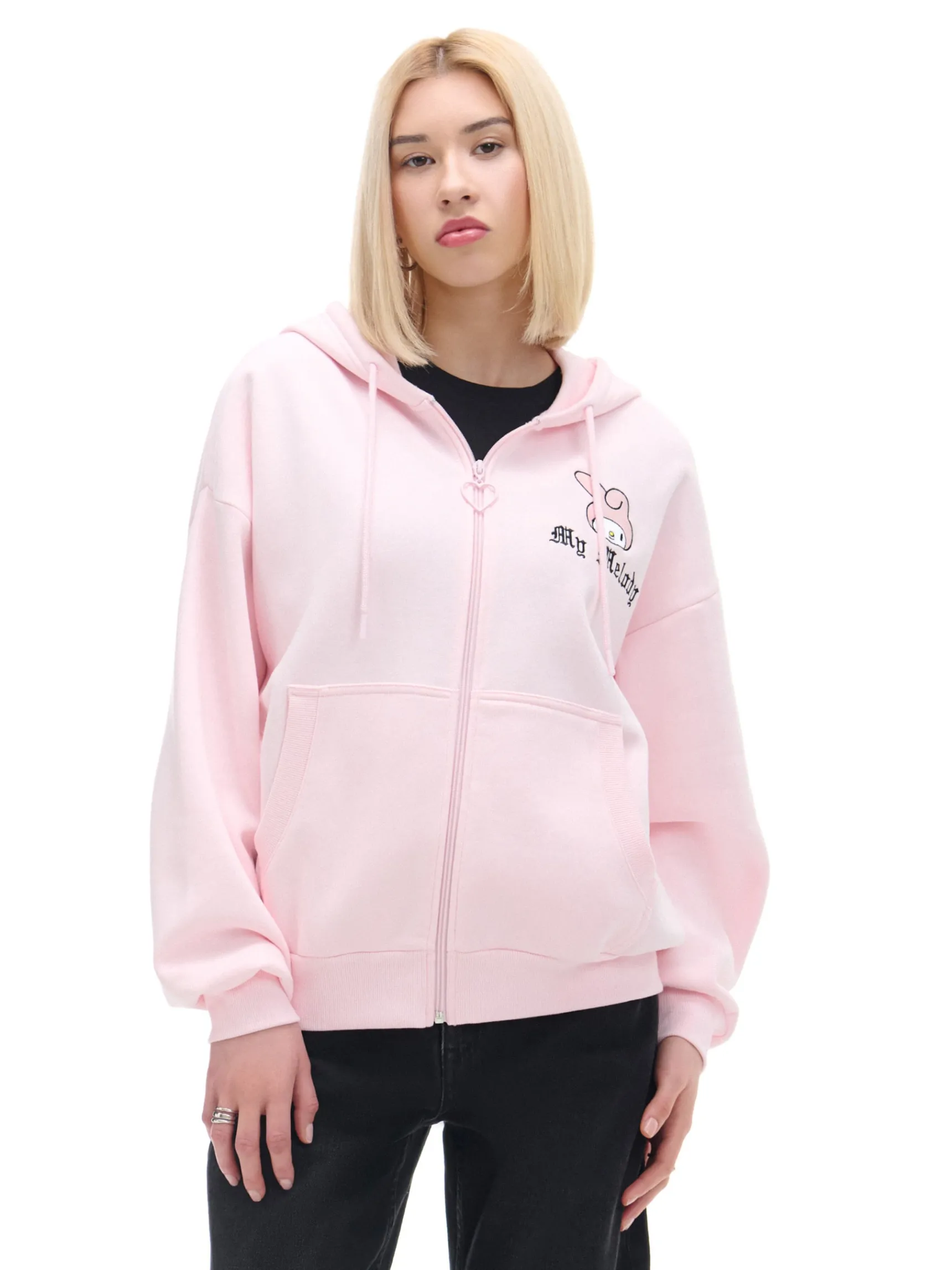 Sale Cropp Różowa bluza z uszami My Melody różowy