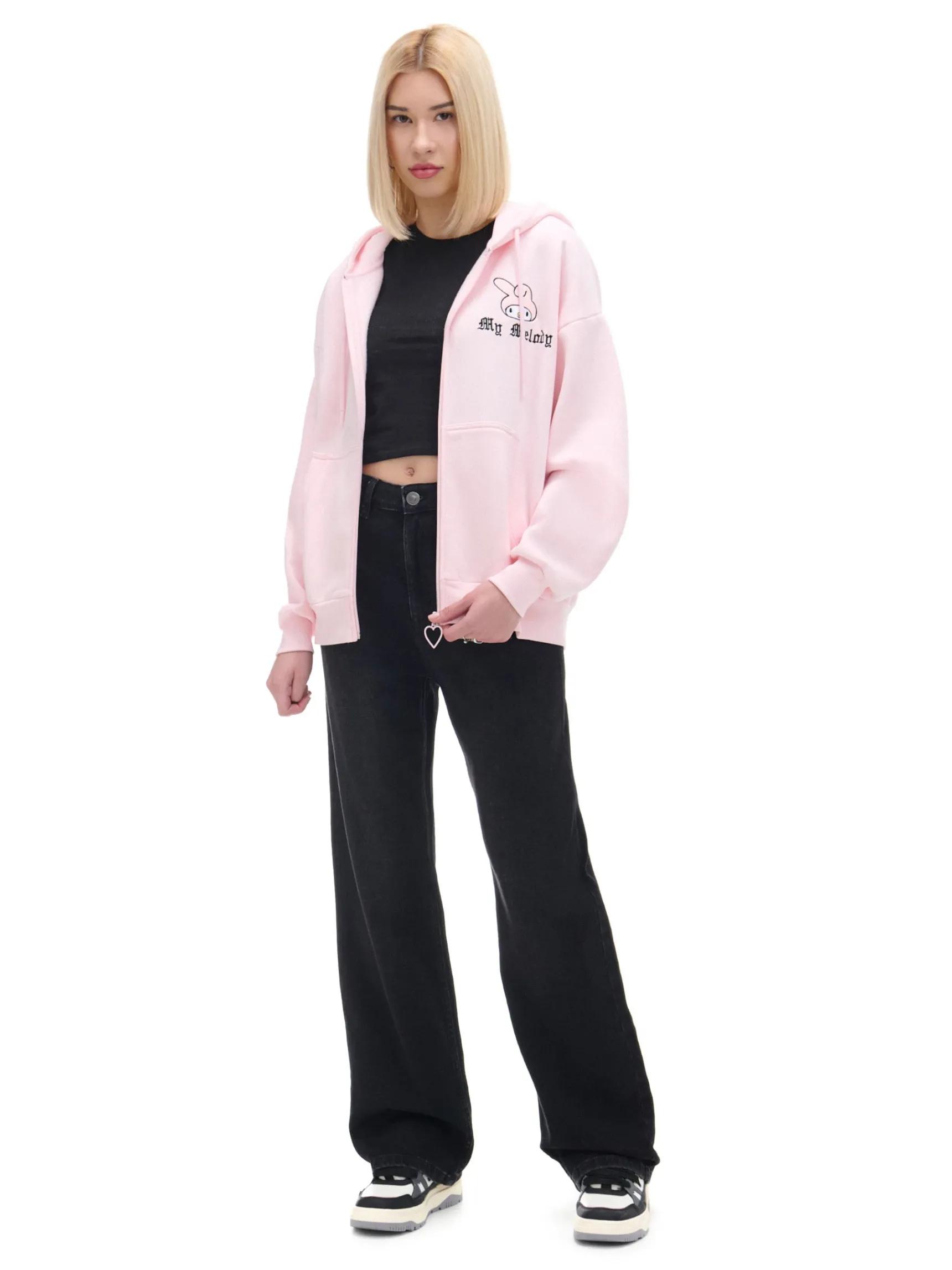 Sale Cropp Różowa bluza z uszami My Melody różowy