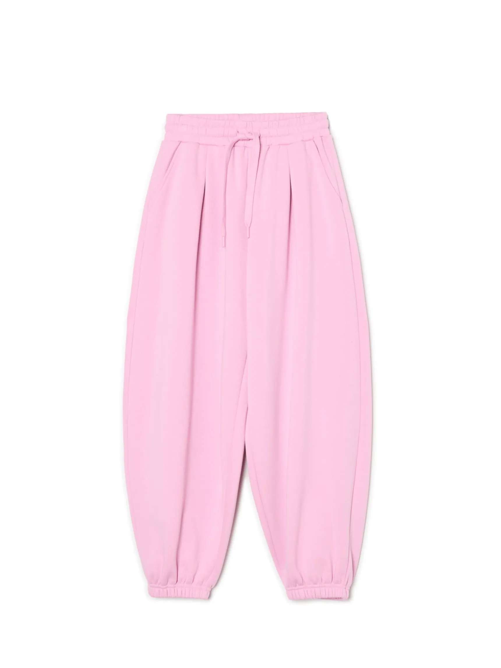 Outlet Cropp Różowe joggery z wysokim stanem różowy