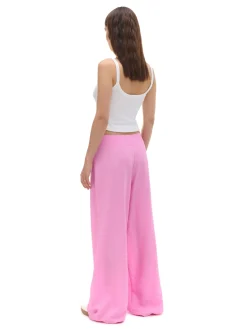 Discount Cropp Różowe spodnie tailoring w paski różowy