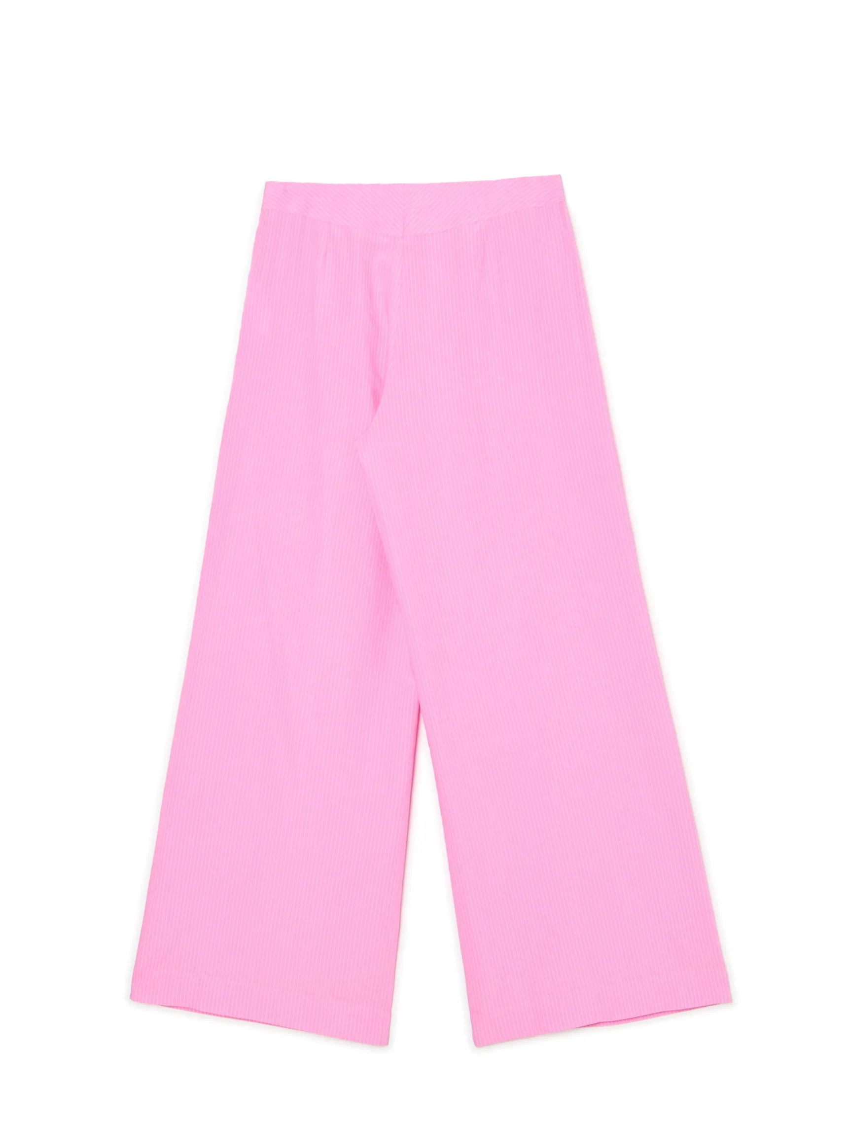 Discount Cropp Różowe spodnie tailoring w paski różowy