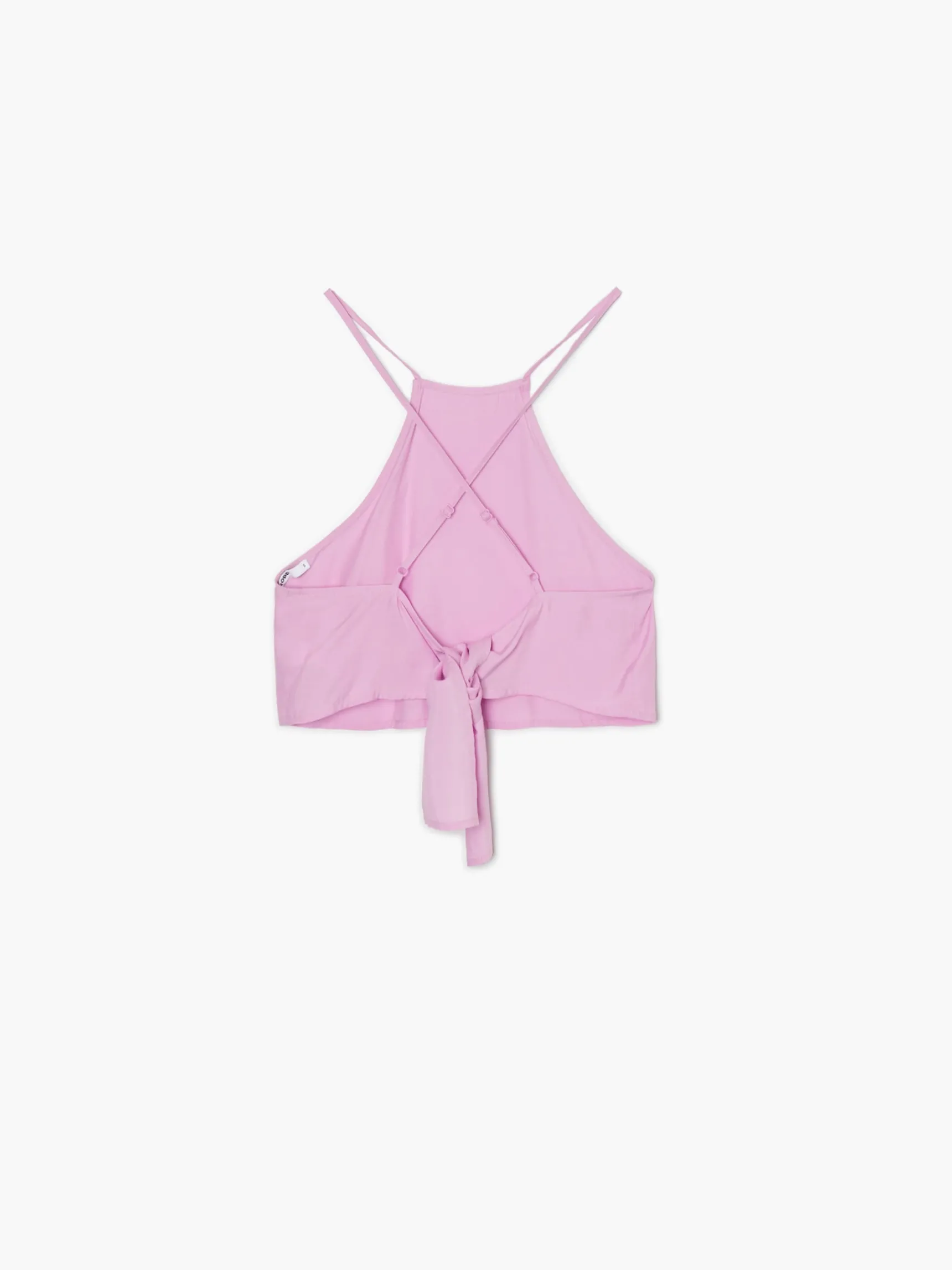 Sale Cropp Różowy crop top z ozdobnym wiązaniem fioletowy