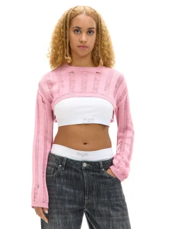 Online Cropp krótki sweter różowy