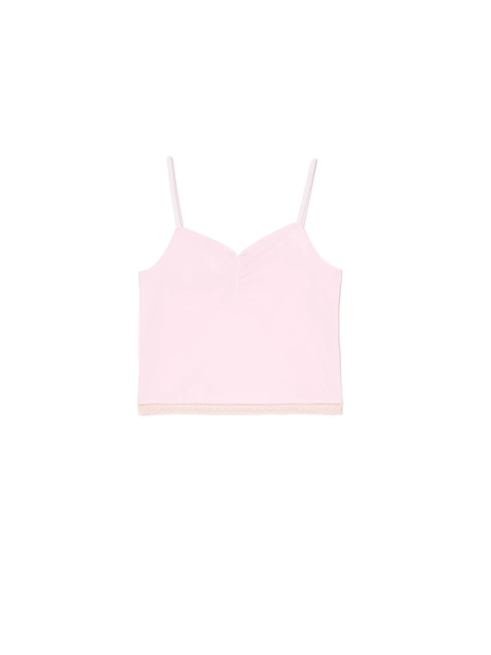 Fashion Cropp top z ozdobnym marszczeniem różowy