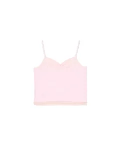 Fashion Cropp top z ozdobnym marszczeniem różowy