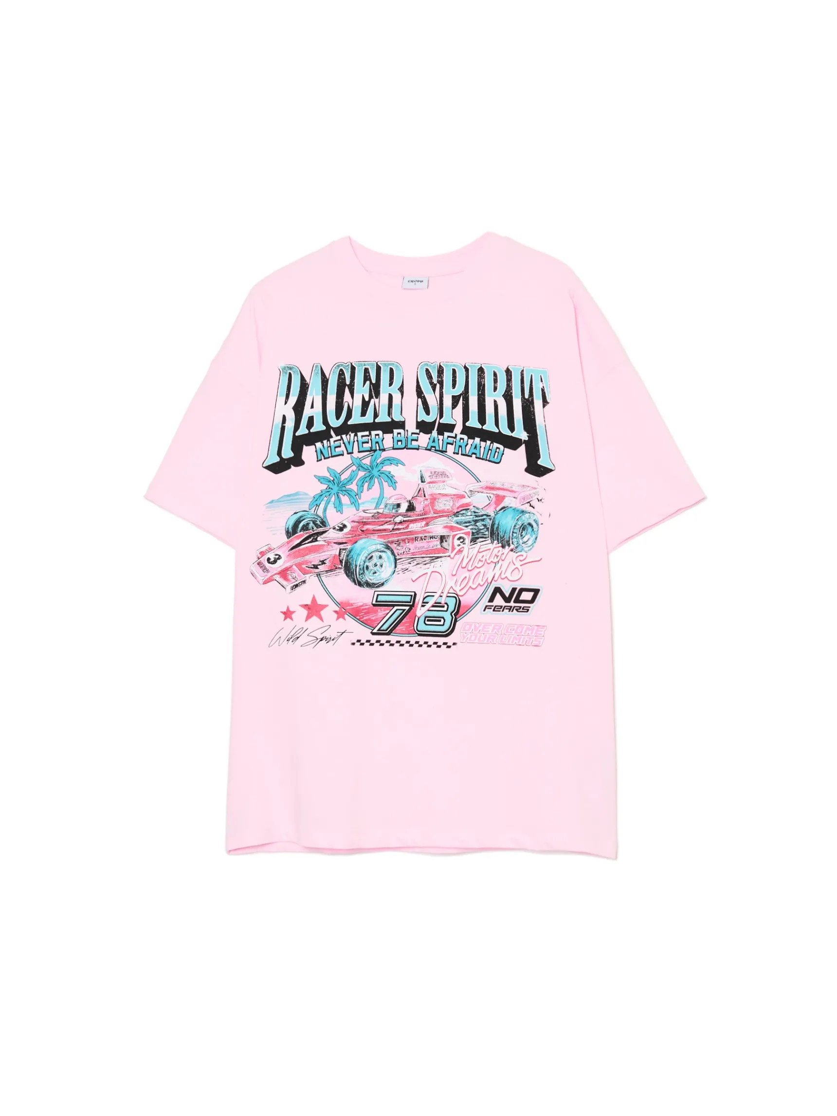 New Cropp T-shirt z nadrukiem różowy